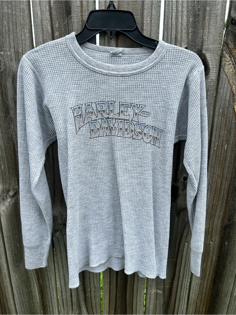 Harley-Davidson Light Gray Waffle Knit Long Sleeve Tee